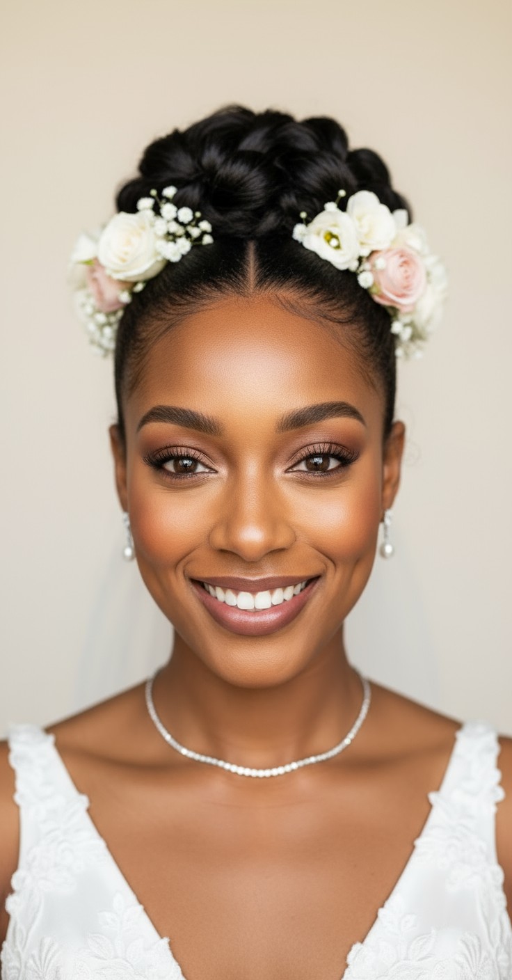 After Wedding Updo With Flowers